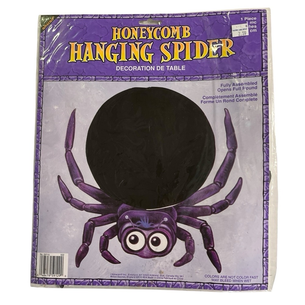 Vintage Halloween Honeycomb Spider Hanging Decoration Amscan Party Decor NOS